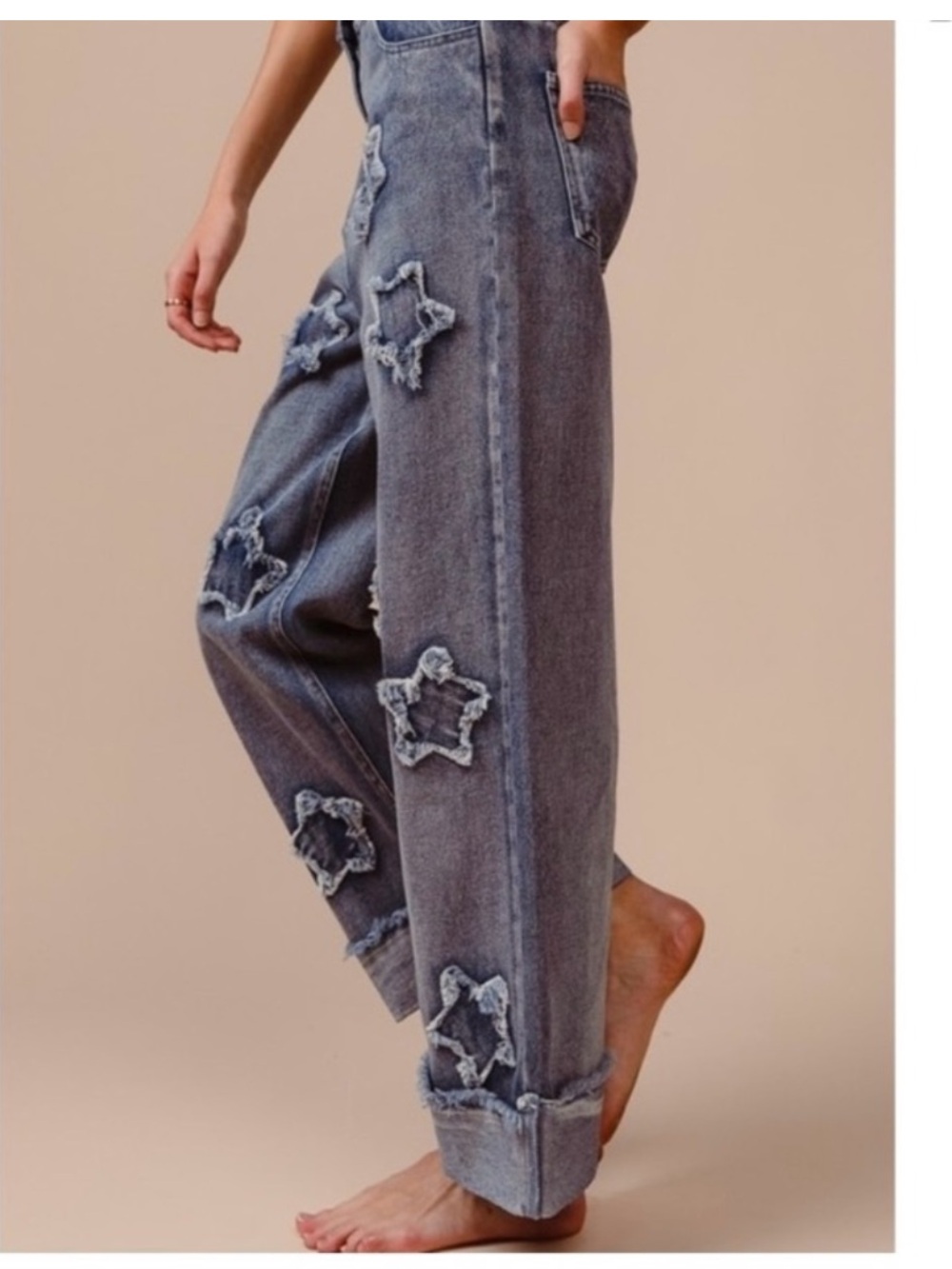Bibi XL BiBi Distressed Star Flare Jeans - Blue - Picture 11 of 12